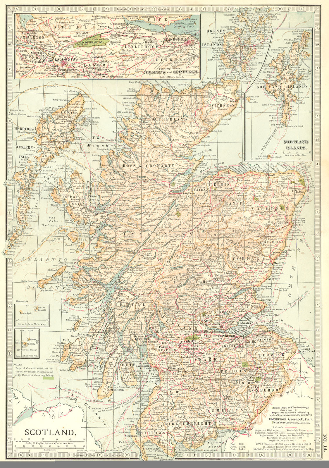 SCOTLAND.  1903 old antique vintage map plan chart